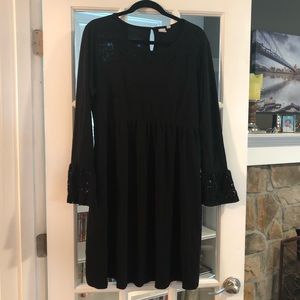 Gap Maternity Long Sleeve Lace-Trim Dress in Ponte